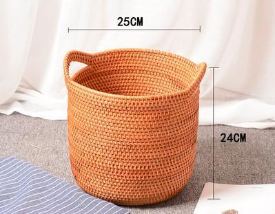 Large Woven Storage Basket with Handle, Large Rattan Basket, Large Round Storage Basket for Bathroom-Grace Painting Crafts