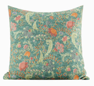 Garden Flowers Pattern Decorative Throw Pillows, Large Green Throw Pillow for Interior Design, Geomeric Contemporary Square Modern Throw Pillows for Couch-Grace Painting Crafts