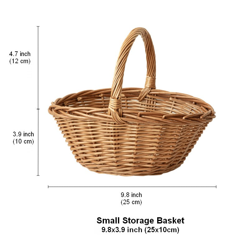 Large Picnic Food Basket with Handle, Lovely Willow Weaving Baskets for Vegetable, Natural Hand-woven Wicker Storage Basket, Natural Fruit Basket, Kitchen Storage Baskets-Grace Painting Crafts
