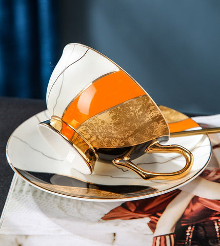 Elegant Royal Ceramic Coffee Cups, Unique Tea Cups and Saucers in Gift Box as Birthday Gift, Beautiful British Tea Cups, Creative Bone China Porcelain Tea Cup Set-Grace Painting Crafts