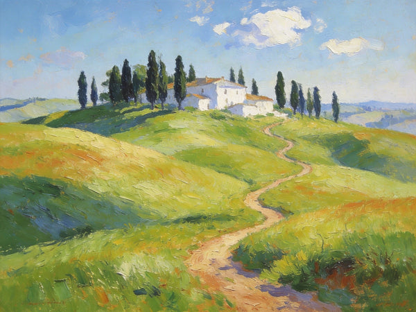 Idyllic Tuscan Countryside, Small Landscape Paintings on Canvas, Original Oil Paintings, Palette Knife Oil Paintings, Original Landscape Paintings, Hand Painted Canvas Artwork-Grace Painting Crafts