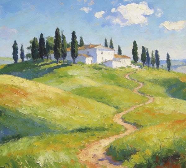Idyllic Tuscan Countryside, Small Landscape Paintings on Canvas, Original Oil Paintings, Palette Knife Oil Paintings, Original Landscape Paintings, Hand Painted Canvas Artwork-Grace Painting Crafts