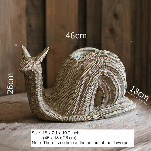 Cute Snail Statues, Garden Animal Statues, Snail Flowerpot for Garden Decoration, Unique Modern Garden Sculptures, Creative Villa Outdoor Gardening Ideas-Grace Painting Crafts