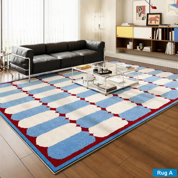 Mid Century Modern Rugs, Contemporary Modern Rugs for Dining Room, Bedroom Modern Floor Carpet, Blue Modern Rug Designs, Living Room Rug Ideas-Grace Painting Crafts