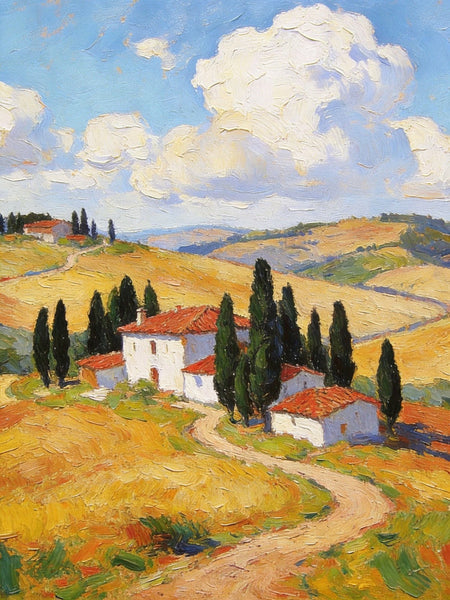 Canvas Paintings for Living Room, Tuscan Hillside Beauty, Small Original Paintings, Hand Painted Canvas Art, Landscape Oil Paintings-Grace Painting Crafts