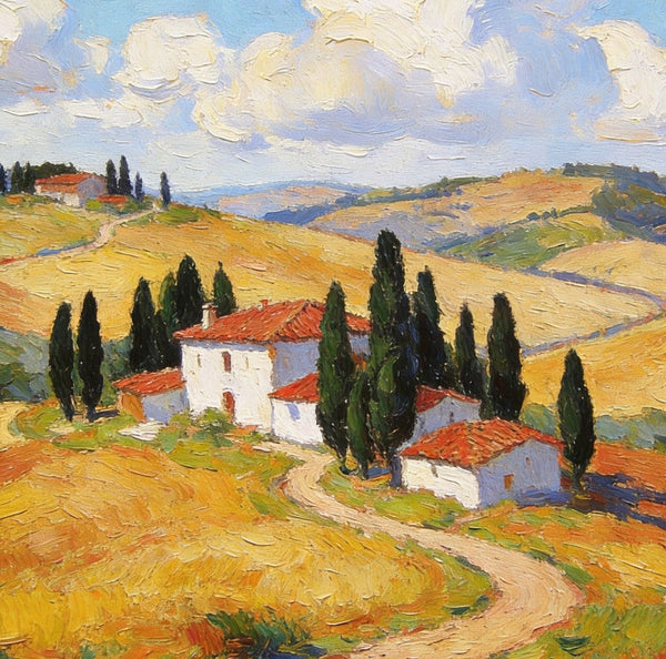 Canvas Paintings for Living Room, Tuscan Hillside Beauty, Small Original Paintings, Hand Painted Canvas Art, Landscape Oil Paintings-Grace Painting Crafts