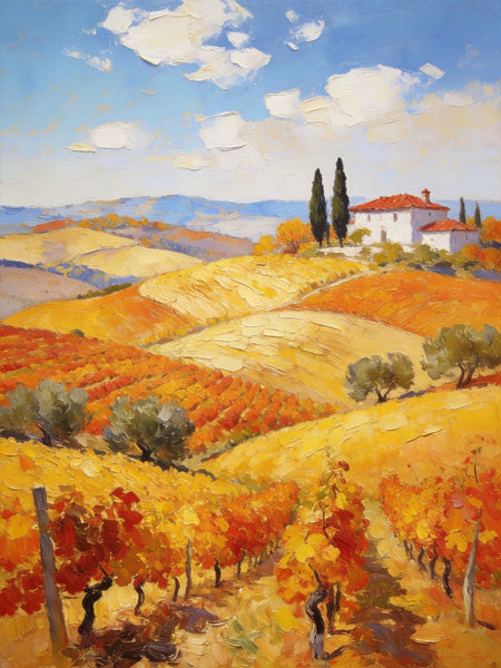 Tranquil Tuscan Land, Landscape Oil Paintings, Small Original Paintings, Canvas Paintings for Bedroom, Hand Painted Canvas Art-Grace Painting Crafts
