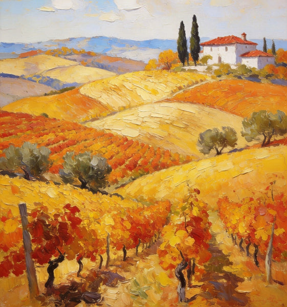 Tranquil Tuscan Land, Landscape Oil Paintings, Small Original Paintings, Canvas Paintings for Bedroom, Hand Painted Canvas Art-Grace Painting Crafts