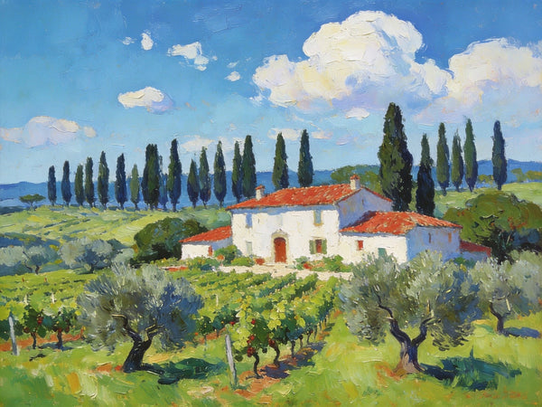 Landscape Canvas Paintings, Tuscan Landscape Delight, Original Landscape Paintings, Buy Paintings Online, Hand Painted Canvas Art-Grace Painting Crafts