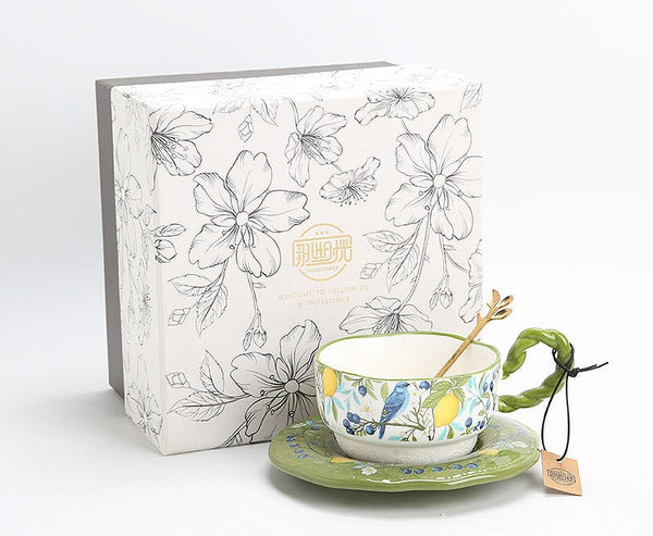 Porcelain Tea Cup and Saucer Set, Ceramic Coffee Cups in Gift Box, British Afternoon Tea Cups Tea Cup and Saucer Set-Grace Painting Crafts