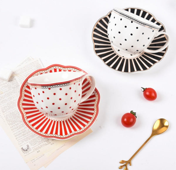 Unique Porcelain Cup and Saucer, Afternoon British Tea Cups, Creative Porcelain Tea Cup Saucer Set, Elegant Modern Ceramic Coffee Cups-Grace Painting Crafts