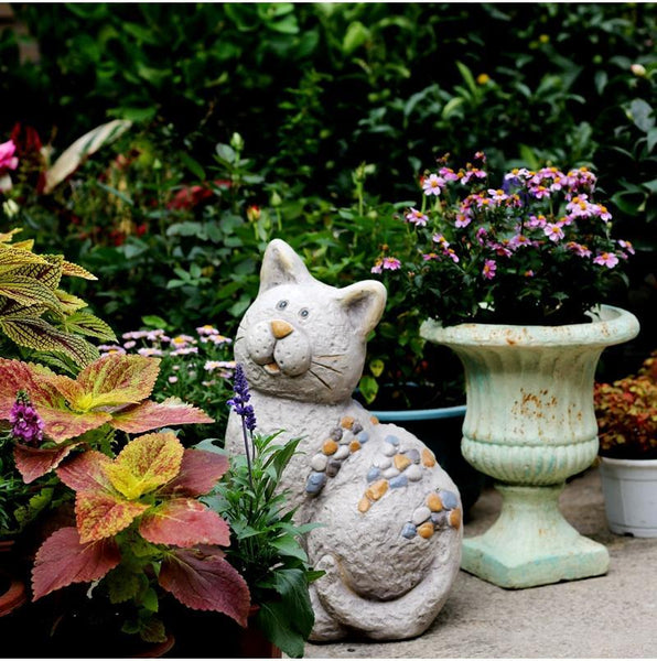 Large Lovely Cat Statue for Garden Courtyard Ornament, Animal Statue, Villa Outdoor Decor Gardening Ideas-Grace Painting Crafts