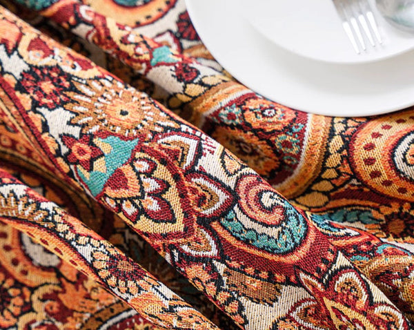 Large Modern Linen Tablecloths, Oriental Rectangular Table Covers for Coffee Table, Bohemian Rectangular Tablecloth for Oval Table-Grace Painting Crafts