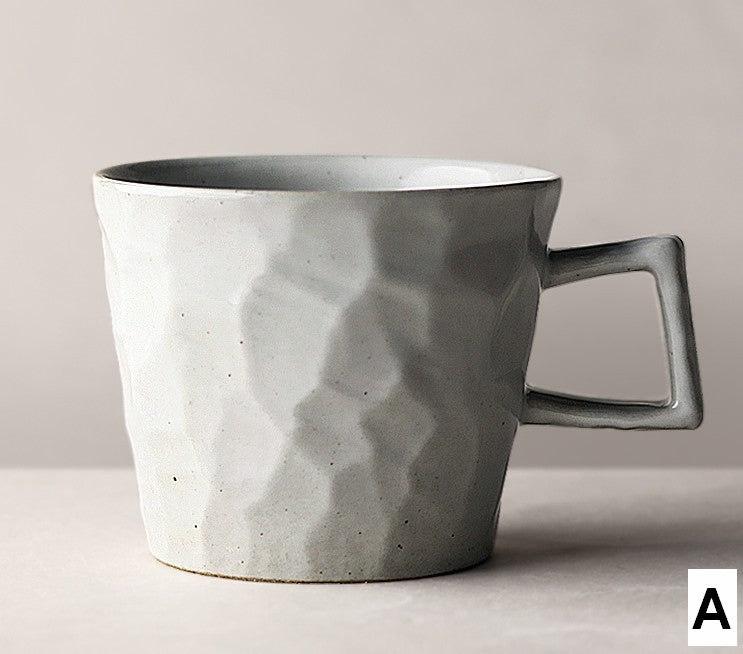 Modern Handmade Pottery Coffee Cup, Creative Brown White Black Blue Ceramic Coffee Mugs, Large Unique Tea Cup, Large Capacity Coffee Cups-Grace Painting Crafts