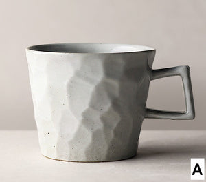 Modern Handmade Pottery Coffee Cup, Creative Brown White Black Blue Ceramic Coffee Mugs, Large Unique Tea Cup, Large Capacity Coffee Cups-Grace Painting Crafts