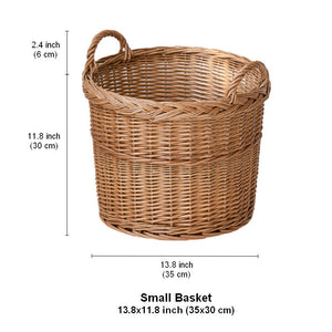 Round Storage Basket for Clothes, Natural Hand-woven Wicker Storage Basket for Clothes, Extra Large Kitchen Storage Baskets, Willow Weaving Baskets for Clothes-Grace Painting Crafts