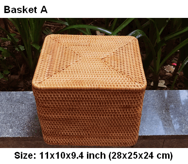 Large Woven Storage Baskets, Rectangular Storage Basket with Lid, Rattan Storage Baskets, Storage Baskets for Living Room, Storage Basket for Bedroom-Grace Painting Crafts