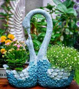Large Mother and Baby Swans for Garden, Swan Flowerpot, Animal Statue for Garden Courtyard Ornament, Villa Outdoor Decor Gardening Ideas-Grace Painting Crafts