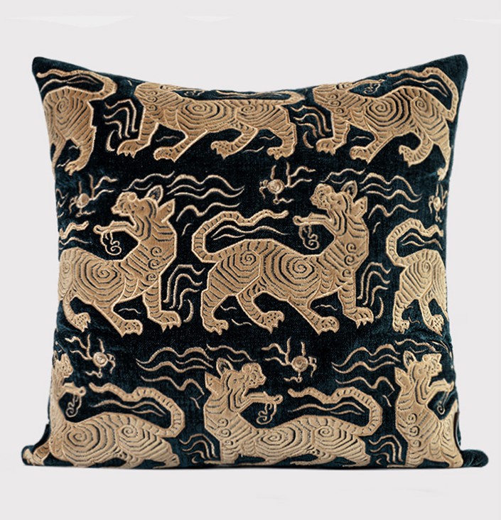 Embroidery Tiger Pattern Pillows for Couch, Contemporary Modern Sofa Pillows, Decorative Throw Pillows for Bedroom, Large Modern Sofa Pillow for Living Room-Grace Painting Crafts