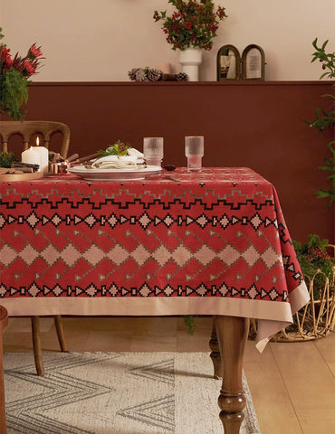 Red Christmas Holiday Tablecloth for Oval Table, Large Modern Rectangle Tablecloth for Dining Room Table, Square Table Covers for Kitchen, Farmhouse Table Cloth for Round Table-Grace Painting Crafts