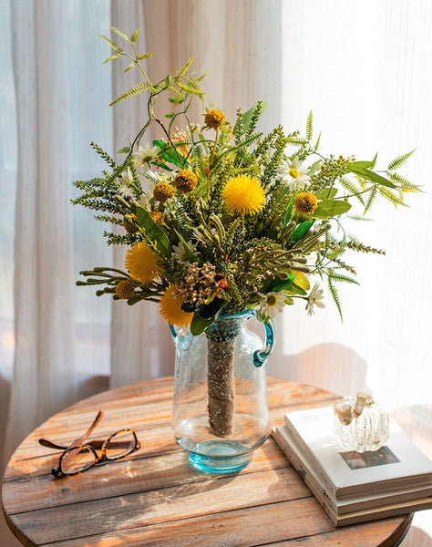 Beautiful Modern Artificial Flowers for Dining Room Table, Dandelion, Wheat Branch, Eucalyptus Globulus, Unique Flower Arrangement for Home Decoration-Grace Painting Crafts