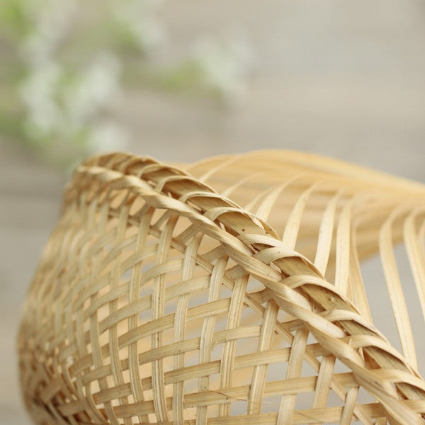 Lovely Cute Picnic Food Basket, Bamboo Basket for Food, Natural Fruit Basket Kitchen Storage Baskets, Natural Hand-woven Bamboo Basket-Grace Painting Crafts