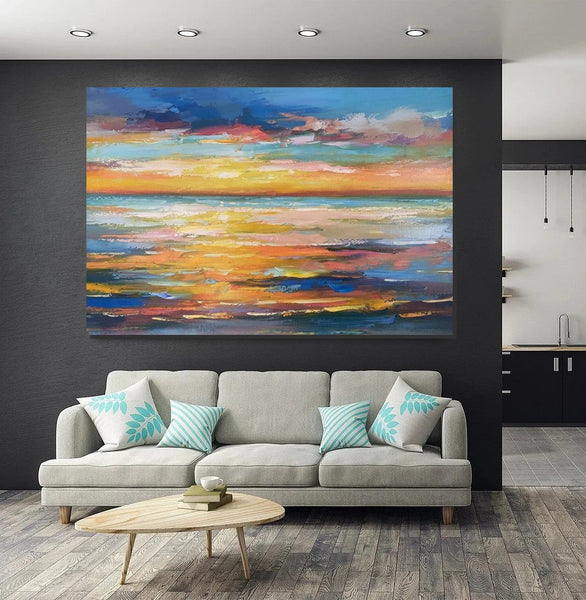 Hand Painted Acrylic Painting, Original Landscape Paintings, Wall Painting for Living Room, Canas Paintings for Dining Room-Grace Painting Crafts