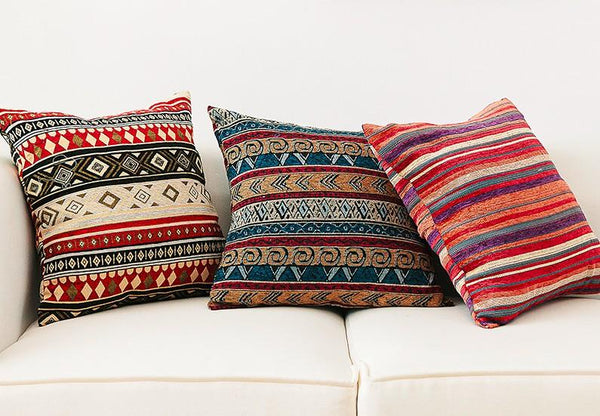 Large Geometric Pattern Chenille Throw Pillow for Couch, Bohemian Decorative Sofa Pillows, Modern Decorative Throw Pillows-Grace Painting Crafts