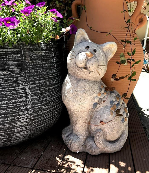 Large Lovely Cat Statue for Garden Courtyard Ornament, Animal Statue, Villa Outdoor Decor Gardening Ideas-Grace Painting Crafts