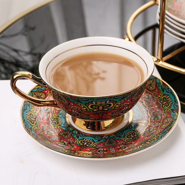 Royal Porcelain Tea Cup Saucer Set, Elegant British Ceramic Coffee Cups, Unique British Tea Cup and Saucer in Gift Box-Grace Painting Crafts