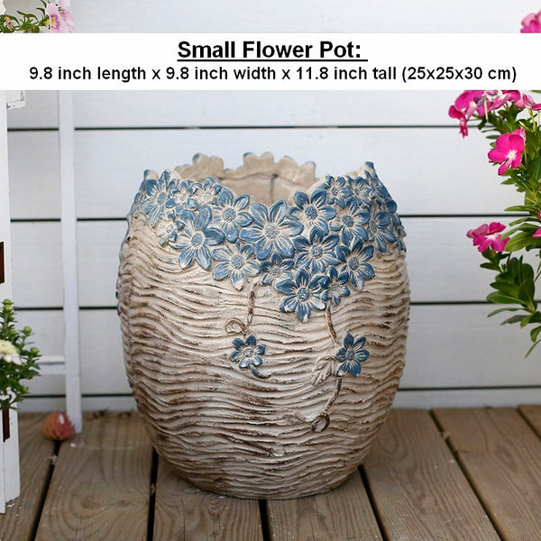 Extra Large Garden Flower Planters, Oversized Garden Flower Pot, Garden Ornaments, Large Resin Gardern Flower Planter, Modern Outdoor Garden Flower Pots-Grace Painting Crafts