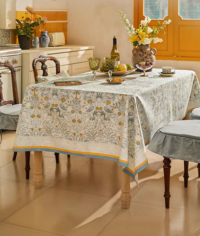 Rabbit Pigeon Pattern Table Covers for Round Table, Large Modern Rectangle Tablecloth for Dining Table, Farmhouse Table Cloth for Oval Table, Square Tablecloth for Kitchen-Grace Painting Crafts
