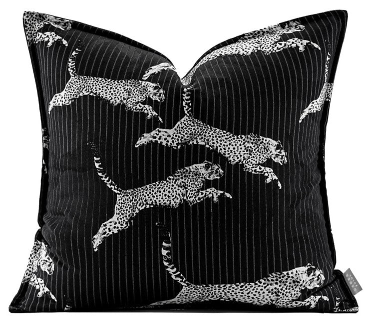 Large Modern Sofa Pillow Cases, Black Decorative Pillow Covers, Cheetah Modern Pillows for Couch, Abstract Decorative Throw Pillows for Living Room-Grace Painting Crafts