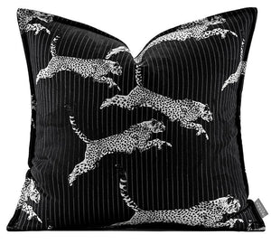 Large Modern Sofa Pillow Cases, Black Decorative Pillow Covers, Cheetah Modern Pillows for Couch, Abstract Decorative Throw Pillows for Living Room-Grace Painting Crafts
