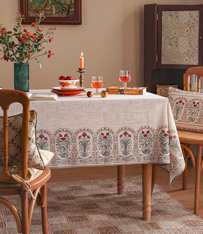 Rustic Farmhouse Table Cover for Kitchen, Flower Pattern Linen Tablecloth for Round Table, Modern Rectangle Tablecloth Ideas for Dining Room Table-Grace Painting Crafts