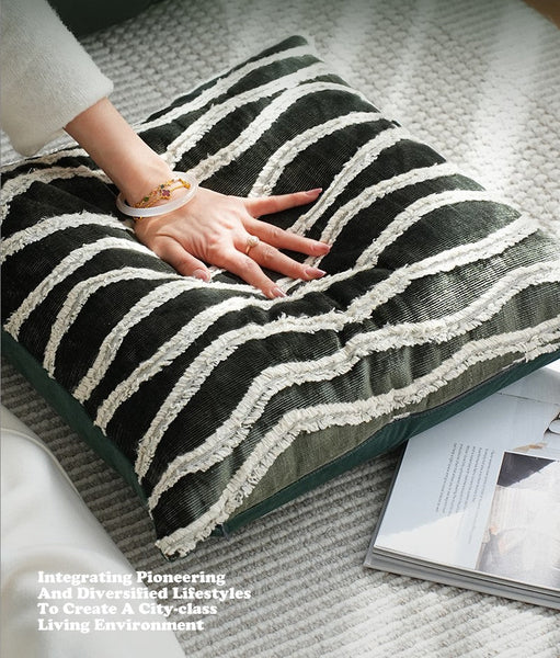 Large Simple Throw Pillow for Bedroom, Contemporary Pillows, Abstract Decorative Throw Pillows, Green Square Modern Throw Pillows for Couch-Grace Painting Crafts