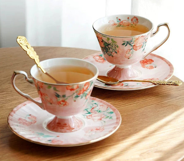 Ceramic Tea Cup Set, Luxury Tea Cup with Saucer, Elegant Coffee Cup, Porcelain Tea cups, British Tea Cup Set, Afternoon Tea Cup with Saucer Set-Grace Painting Crafts