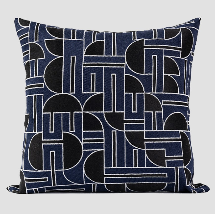 Abstract Decorative Throw Pillows, Geomeric Contemporary Pillows, Blue Square Modern Throw Pillows for Couch, Large Simple Throw Pillow for Interior Design-Grace Painting Crafts