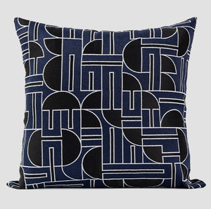 Abstract Decorative Throw Pillows, Geomeric Contemporary Pillows, Blue Square Modern Throw Pillows for Couch, Large Simple Throw Pillow for Interior Design-Grace Painting Crafts