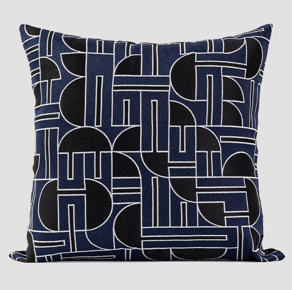 Abstract Decorative Throw Pillows, Geomeric Contemporary Pillows, Blue Square Modern Throw Pillows for Couch, Large Simple Throw Pillow for Interior Design-Grace Painting Crafts