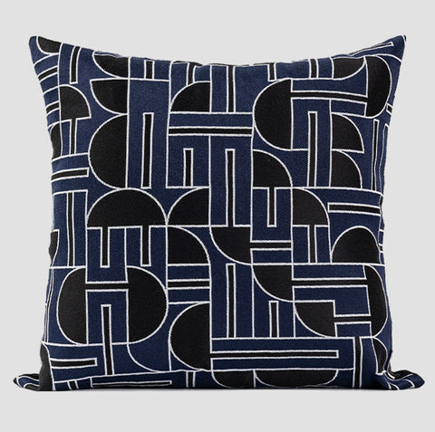 Abstract Decorative Throw Pillows, Geomeric Contemporary Pillows, Blue Square Modern Throw Pillows for Couch, Large Simple Throw Pillow for Interior Design-Grace Painting Crafts