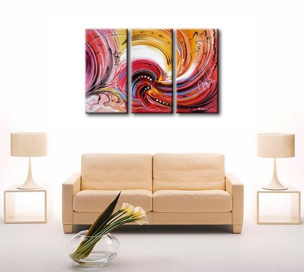Colorful Lines Painting, Abstract Canvas Painting, Dining Room Wall Art Paintings, 3 Piece Art Painting, Modern Abstract Wall Art-Grace Painting Crafts
