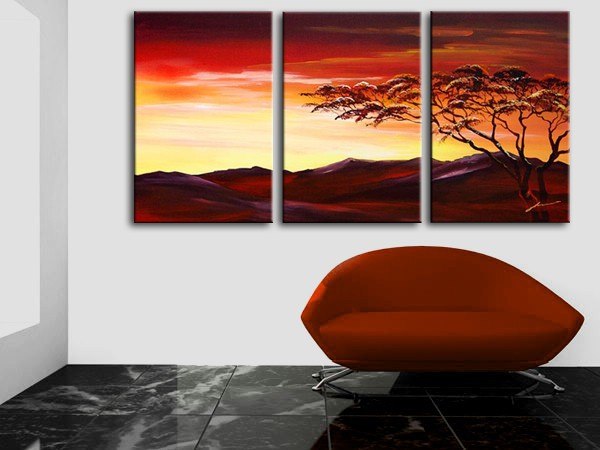 Landscape Painting, Forest Tree Painting, Canvas Painting for Living Room, Hand Painted Canvas Art, Acrylic Landscape Painting, 3 Piece Wall Art-Grace Painting Crafts