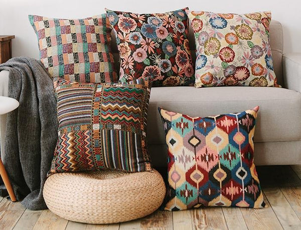 Large Decorative Throw Pillows, Bohemian Decorative Sofa Pillows, Geometric Pattern Chenille Throw Pillow for Living Room-Grace Painting Crafts