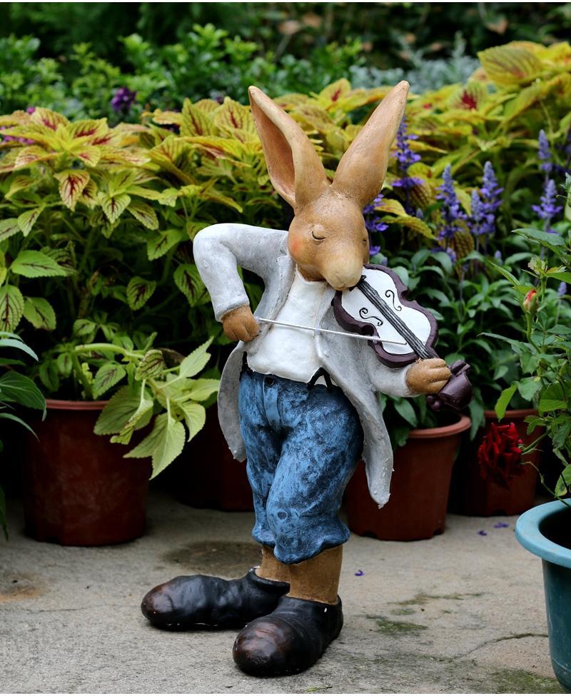 Large Rabbit Statue for Garden, Bunny Flower Pot, Garden Courtyard Ornament, Villa Outdoor Decor Gardening Ideas, House Warming Gift-Grace Painting Crafts