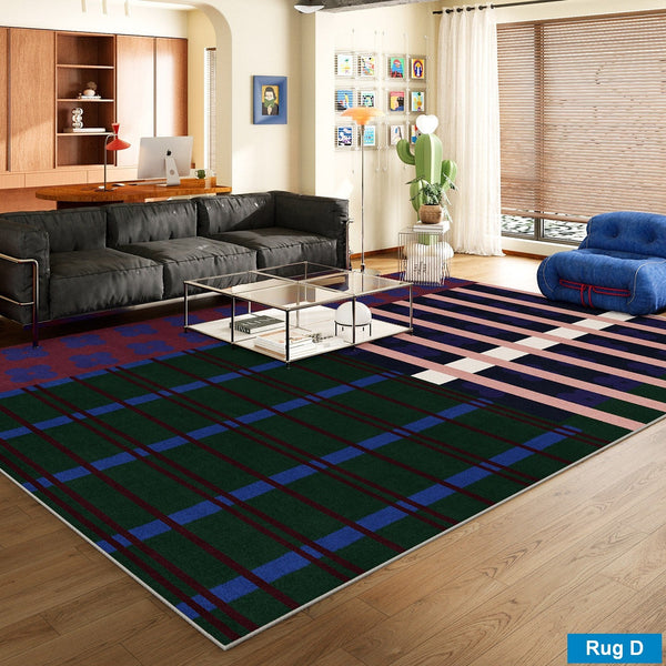 Mid Century Modern Rugs, Contemporary Modern Rugs for Dining Room, Bedroom Modern Floor Carpet, Blue Modern Rug Designs, Living Room Rug Ideas-Grace Painting Crafts