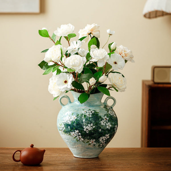 Large Flower Vases on Table, Modern Pottery Flower Vases, Centerpiece on Dining Table, Handmade Water Holding Flower Vases, Pottery Bud Vases-Grace Painting Crafts