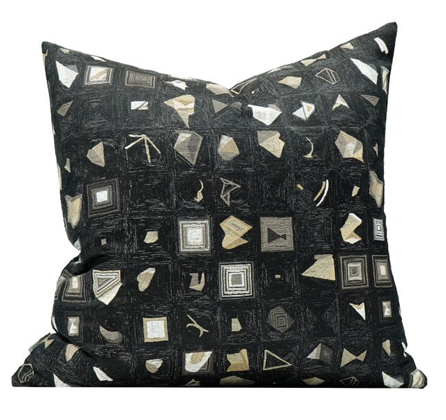 Abstract Black Decorative Throw Pillows, Geomeric Contemporary Square Modern Throw Pillows for Couch, Large Simple Throw Pillow for Interior Design-Grace Painting Crafts