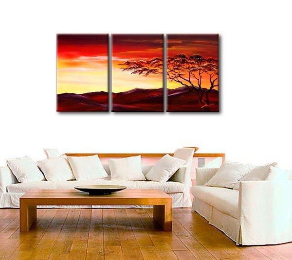Landscape Painting, Forest Tree Painting, Canvas Painting for Living Room, Hand Painted Canvas Art, Acrylic Landscape Painting, 3 Piece Wall Art-Grace Painting Crafts