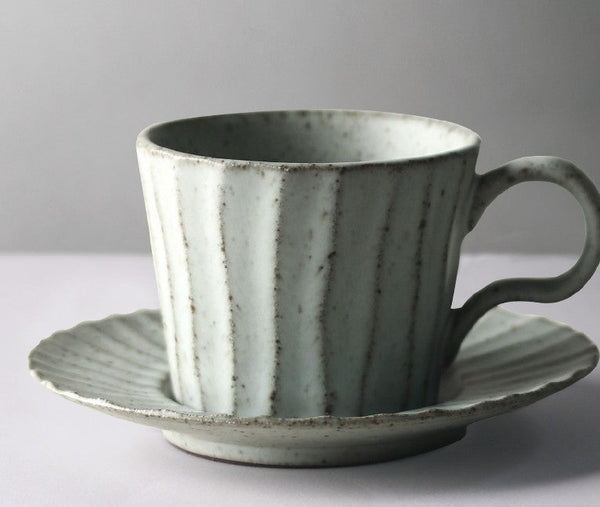 Unique Tea Cup and Saucer, Modern Tea Cup Set for Traditional Afternoon Tea, Handmade Pottery Coffee Cup, Creative Ceramic Coffee Cup with Saucer-Grace Painting Crafts